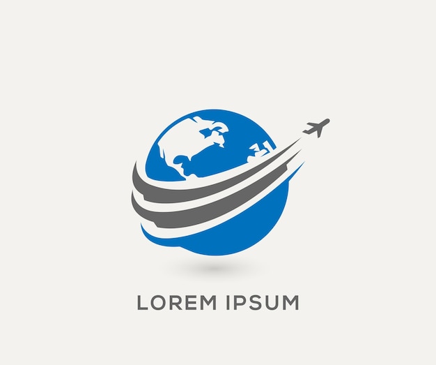 Ilustração de modelo de design de logotipo de viagem mundial