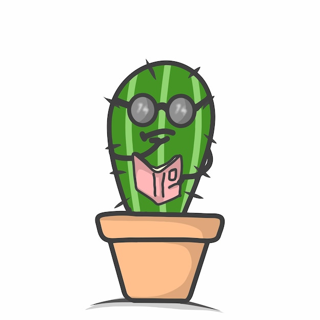 Ilustração de modelo de design de personagem de cacto fofo