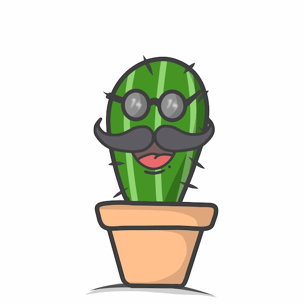 Ilustração de modelo de design de personagem de cacto fofo