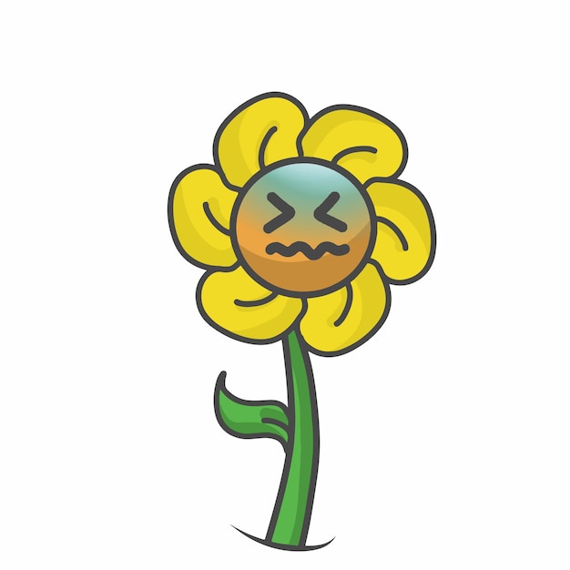 Ilustração de modelo de design de personagens de flores fofas