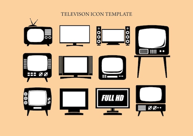 Ilustração de modelo de ícone de conjunto de televisão