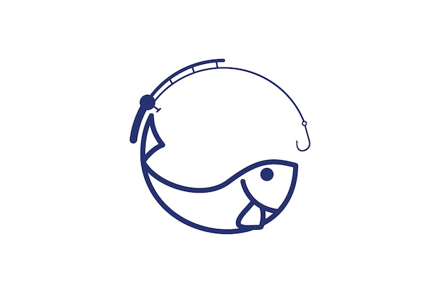Ilustração de modelo de ícone de logotipo de pesca