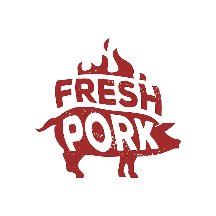 Vetor ilustração de modelo de letras de logotipo de chama de carne de porco fresca