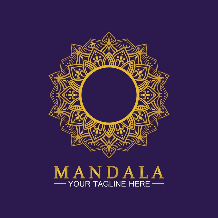 Vetor ilustração de modelo de logotipo de mandala de flor de ouro modelo para retiro espiritual ou estúdio de iogacartões de visita ornamentaisdecoração ornamental de luxo vintage