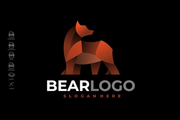 Ilustração de modelo de logotipo de urso pardo colorido gradiente moderno ilustração vetorial