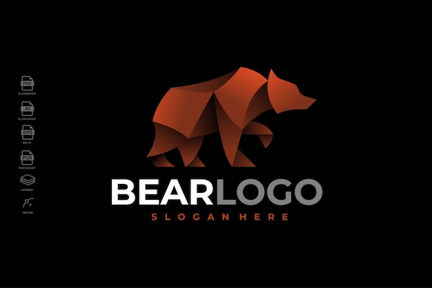 Ilustração de modelo de logotipo de urso pardo colorido gradiente moderno ilustração vetorial