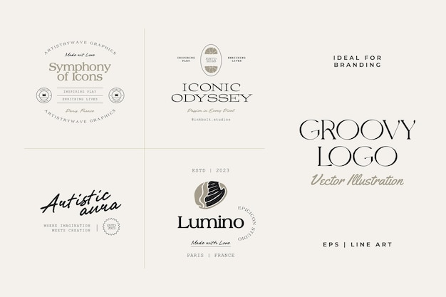 Ilustração de modelo de logotipo vintage Boho Flower para branding