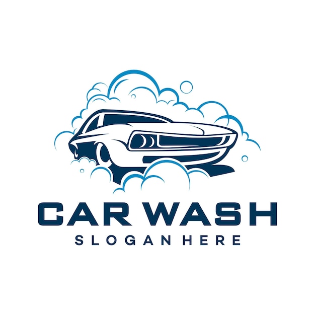 Ilustração de modelo de vetor de lavagem de carros com logotipo vintage