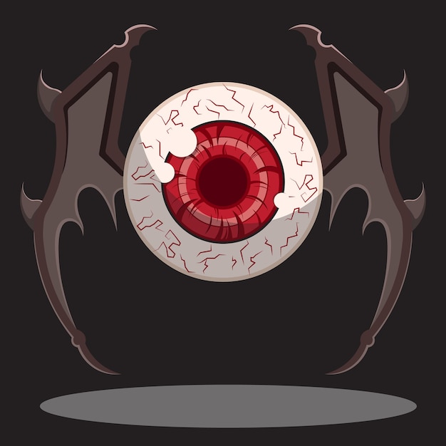 Vetor ilustração de monstro de um olho e asas terríveis