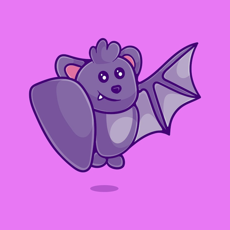 Vetor ilustração de morcego fofo com estilo de criança e jogo adequado para design de adesivo e camiseta de mascote
