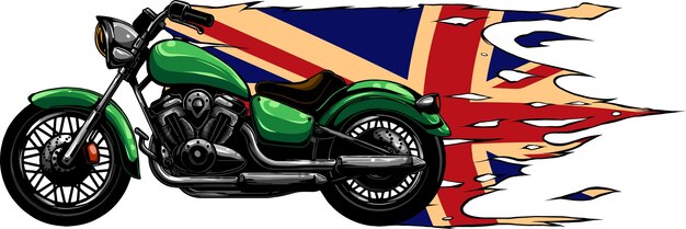 Ilustração de motocicleta com bandeira britânica