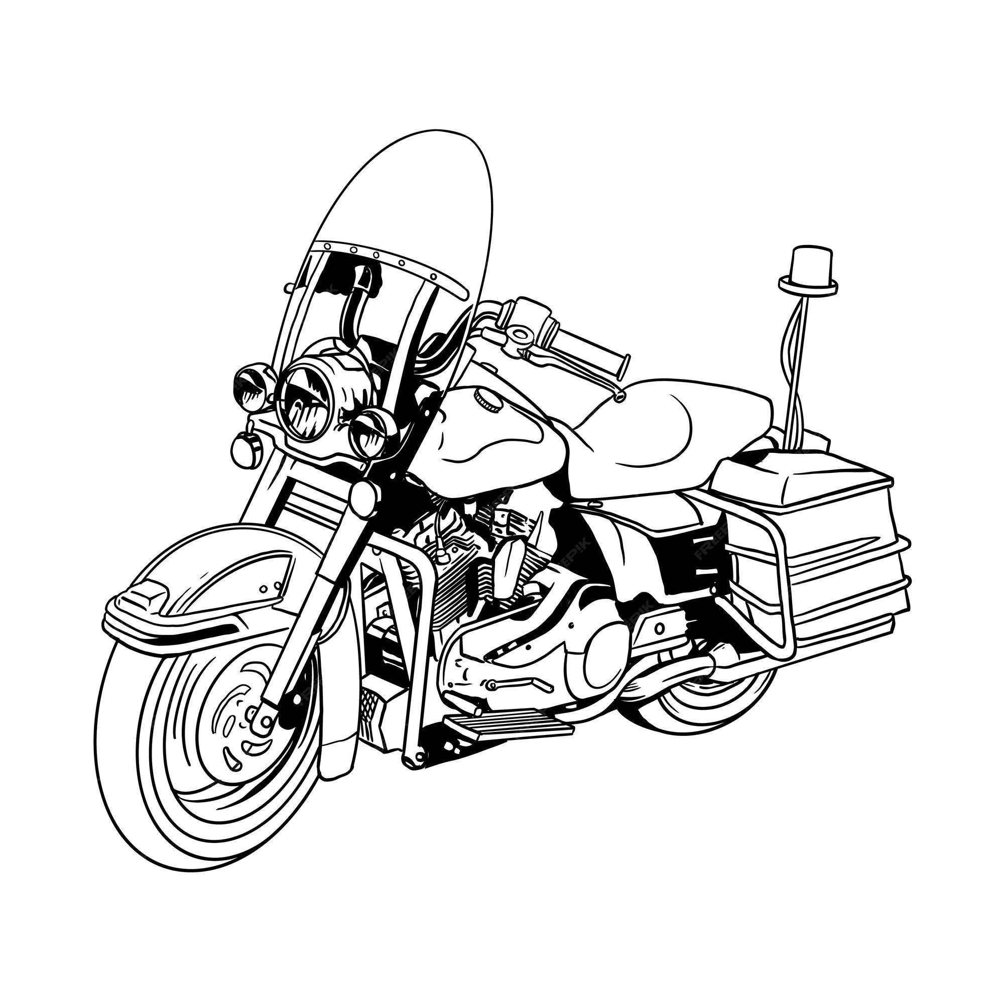 Desenho Motocicleta Preto Branco Isolado Fundo Branco Ilustração Preta  Vetor vetor(es) de stock de ©dero2010 468738724