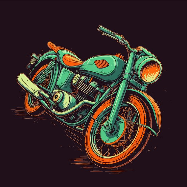 Vetor ilustração de motocicleta vintage desenhada à mão design retro de motor clássico