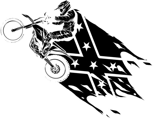 Vetor ilustração de motocross com bandeira confederada