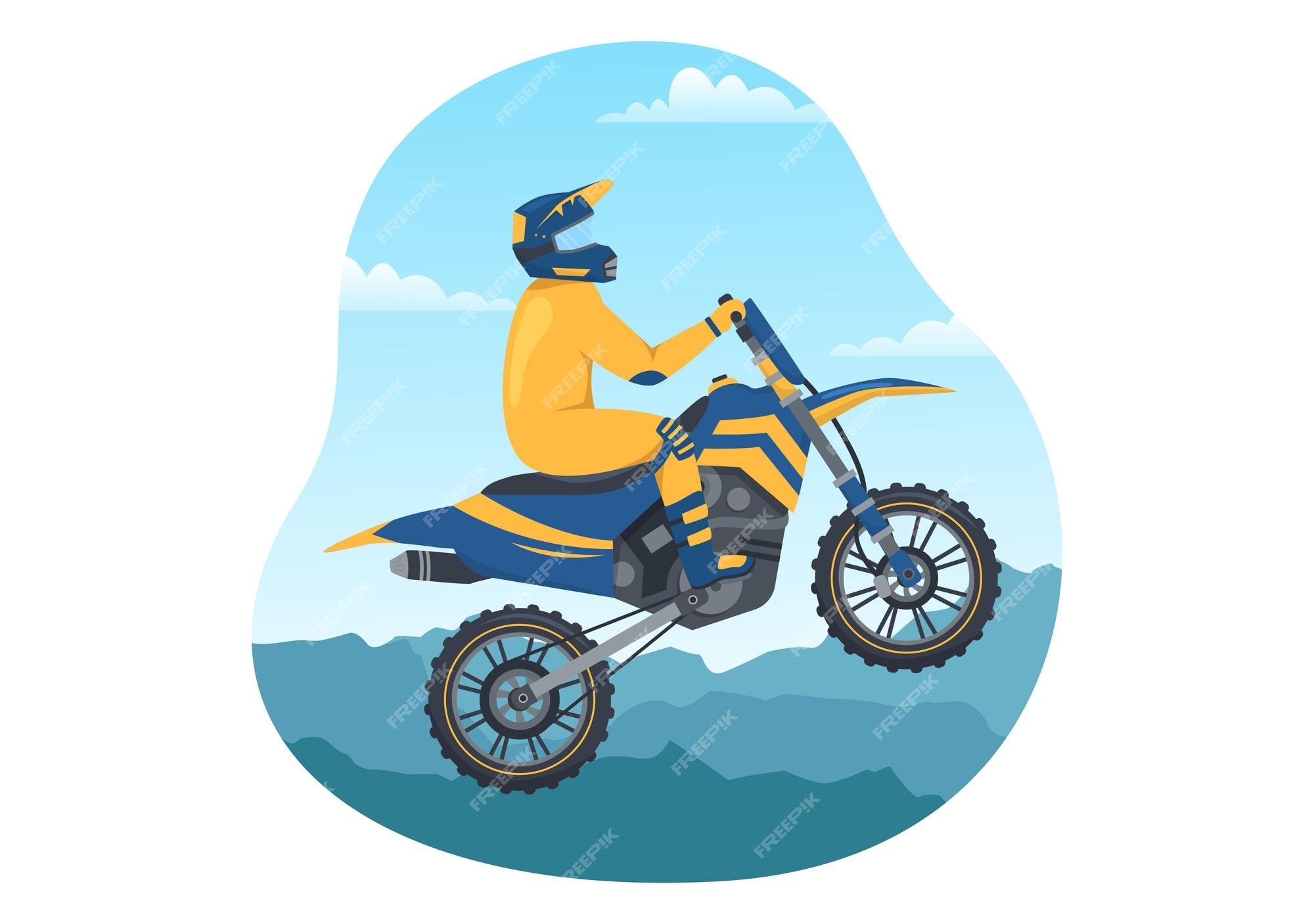 ilustração de motocross com um piloto andando de bicicleta pela