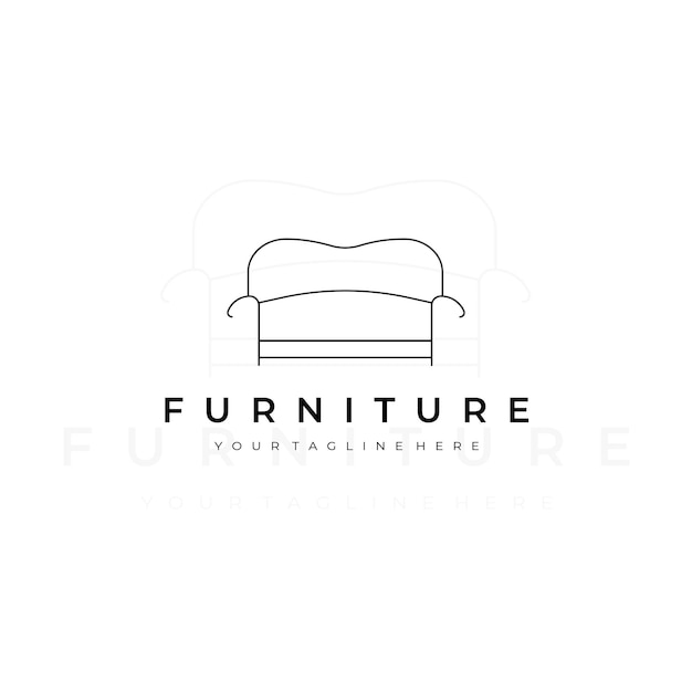 ilustração de móveis linha arte vector design logotipo natureza interior monoline contorno linear simples