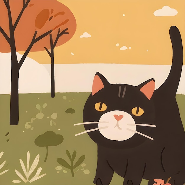 Vetor ilustração de mr. whiskers o gato preto malicioso alta resolução