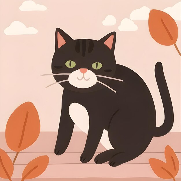 Vetor ilustração de mr. whiskers o gato preto malicioso alta resolução