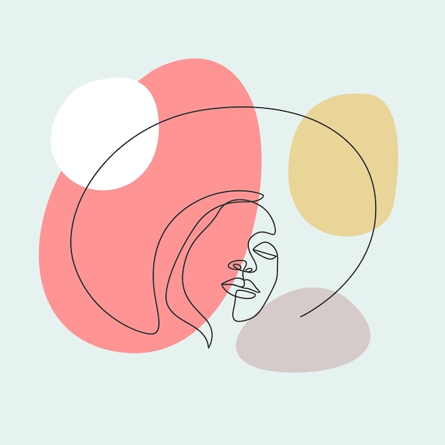 Ilustração de mulher usando chapéu em estilo de linha de arte
