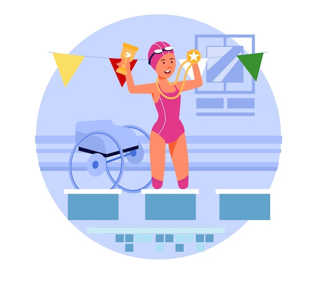 Ilustração de nadador com deficiência