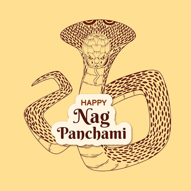 Ilustração de nag panchami desenhada à mão