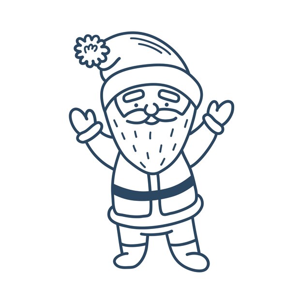 Vetor ilustração de natal desenhada à mão de santa claus com um sorriso bonito isolada em um fundo branco