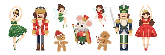 Ilustração de natal dos personagens do quebra-nozes