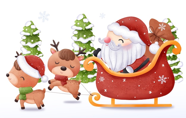 Ilustração de natal papai noel e amigos