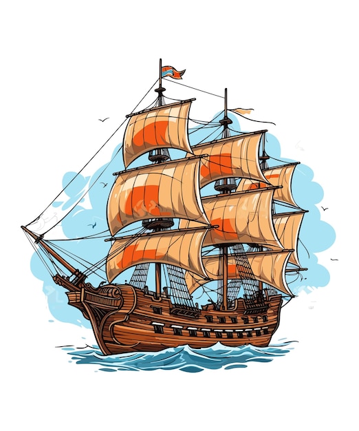 Ilustração de navio alto vetor ilustração de navio alto em fundo branco