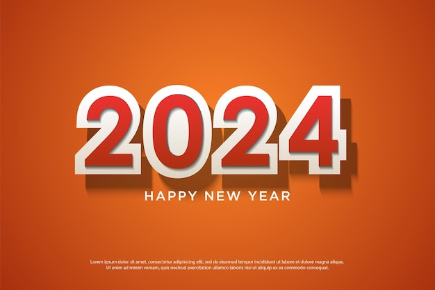 Vetor ilustração de números flutuantes de ano novo 2024