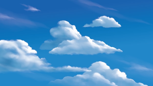 ilustração de nuvens estratocúmulos no céu azul brilhante
