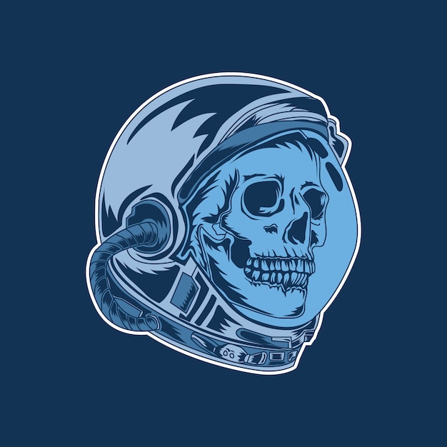 Vetor ilustração de obras de arte e design de camiseta astronauta crânio premium