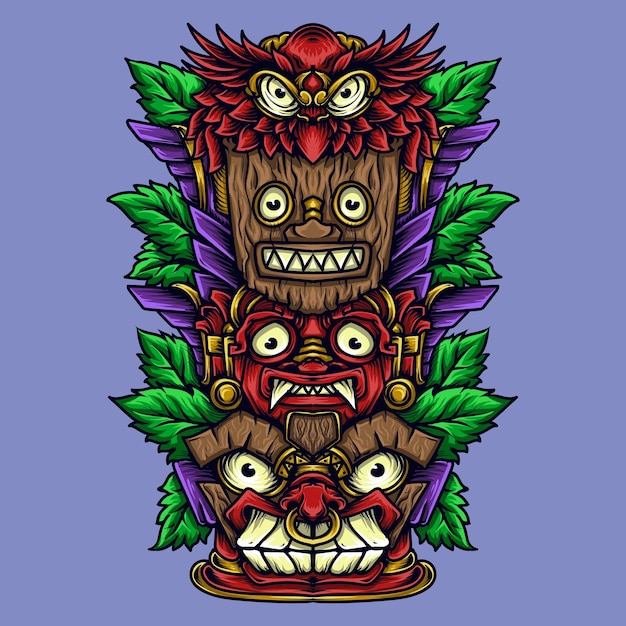 ilustração de obras de arte e design de camisetas tiki totem