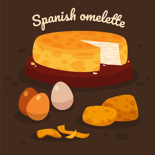 Vetor ilustração de omelete espanhola desenhada à mão