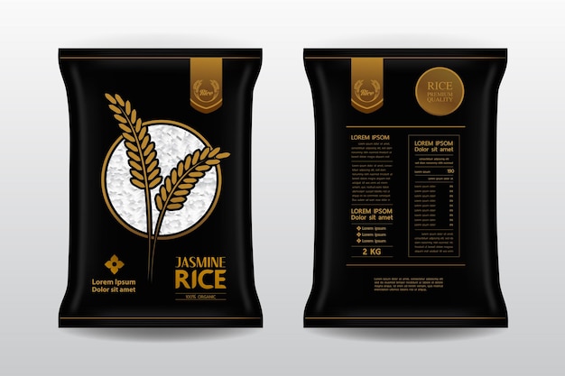 Ilustração de pacote de óleo de farelo de arroz premium