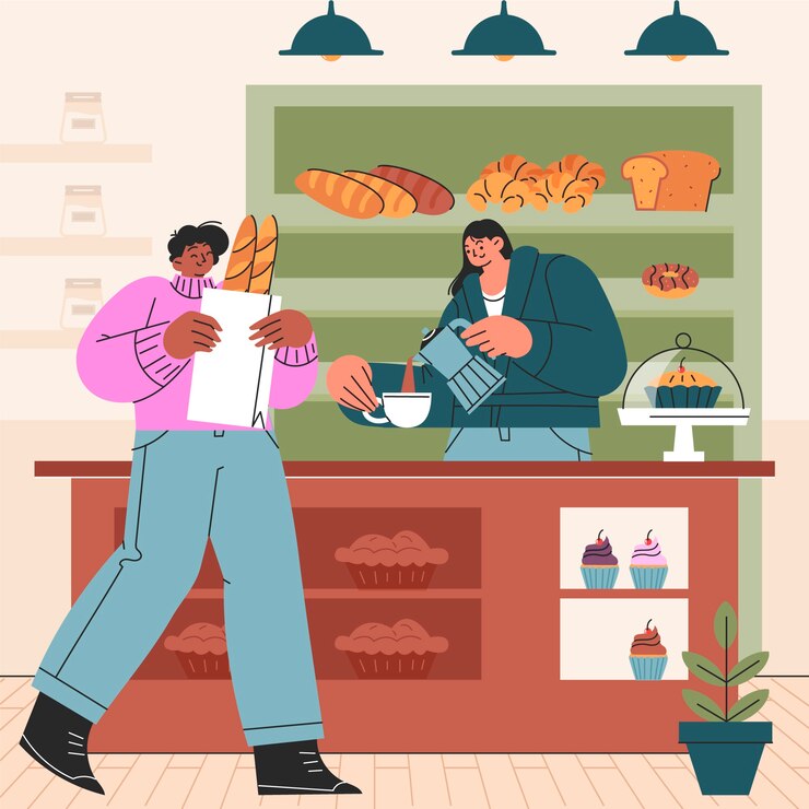 Ilustração de padaria plana