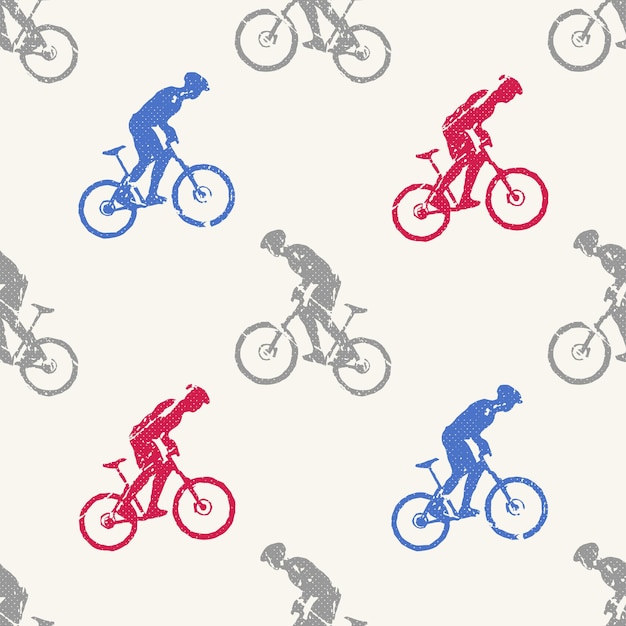 Ilustração de padrão de homem de bicicleta e motociclistas. imagem criativa e esportiva