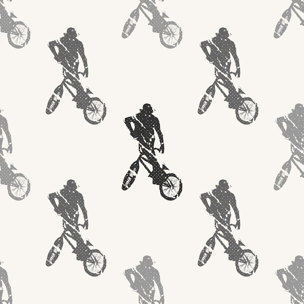 Ilustração de padrão de homem de bicicleta e motociclistas. imagem criativa e esportiva