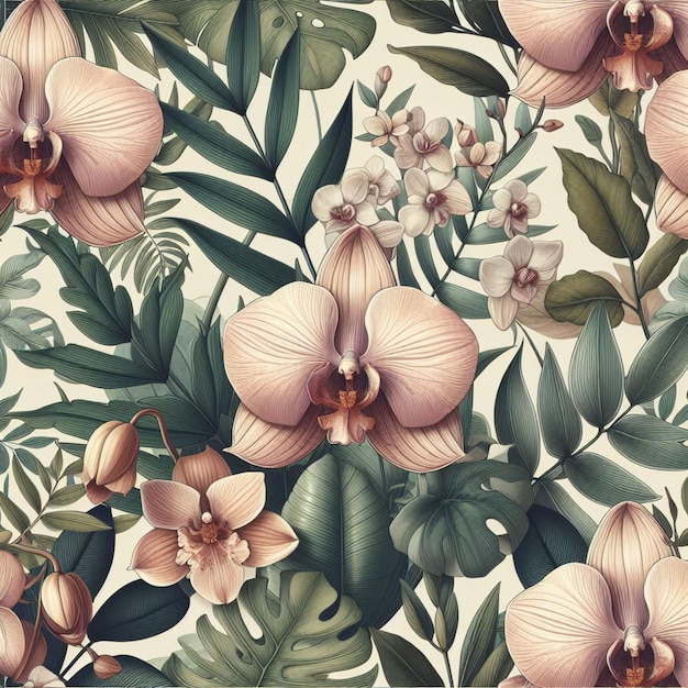 Vetor ilustração de padrão de orquídea