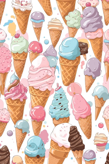 Ilustração de padrão de sorvete arte vetorial