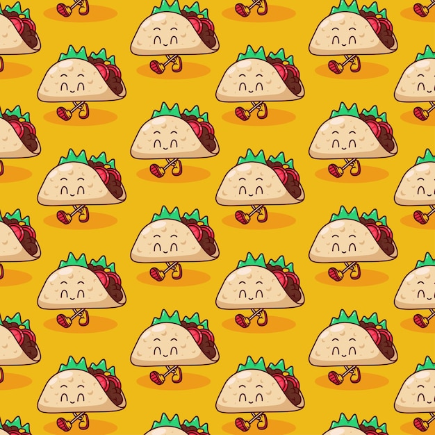 Ilustração de padrão de taco bonito em design plano