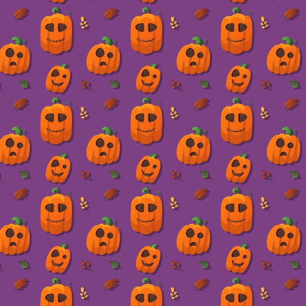 ilustração de padrão sem costura de Halloween de abóbora