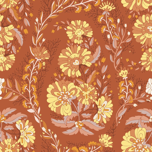 Ilustração de padrão sem costura floral de outono