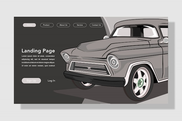 Ilustração de página de aterrissagem de carro moderno estilo simples