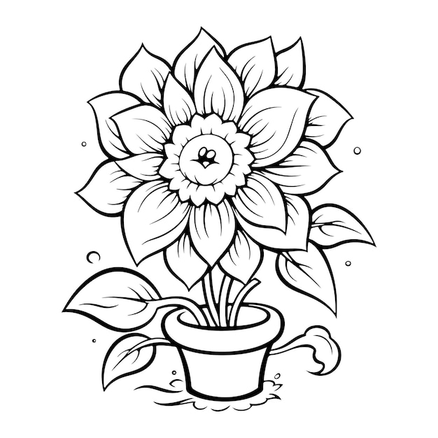 ilustração de página de coloração de flores simples desenhadas à mão ilustração de contorno de flores desenhadas a mão