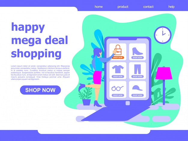 ilustração de página de destino de compras on-line