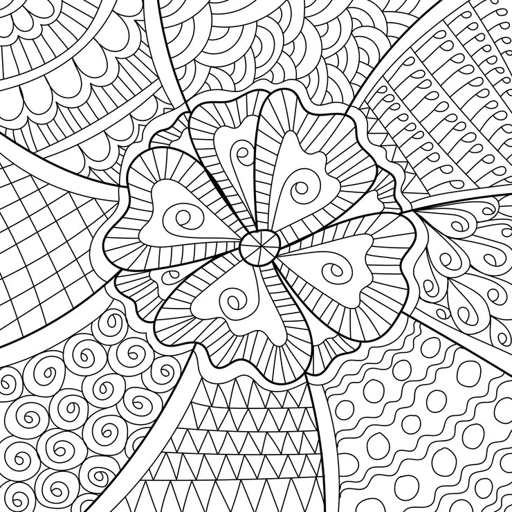 Vetor ilustração de página de livro de colorir floral decorativo para adultos