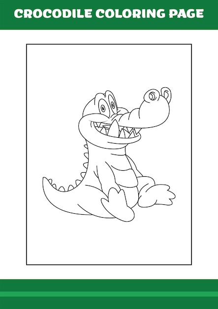 Ilustração de página para colorir de crocodilo de crocodilo de desenho animado para livro de colorir
