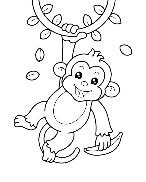 Desenhos para colorir de um macaco para ilustração vetorial de