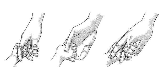 Ilustração de pai e filho segurando a mão